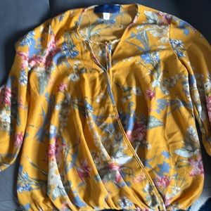 Yellow wrap blouse
